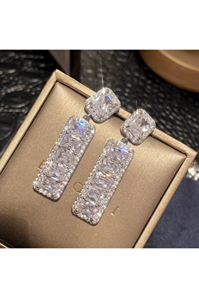 Choice WF1261-1 Fashion Light Luxury Temperament Geometric Square Pendant Ear...