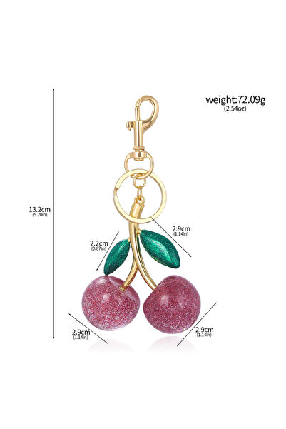 Choice15 K00874-01 Delicious Crystal Red Pink Cherry Keychain Summer Fruits C...