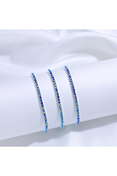 Choice Blue 3PCS Colorful Glass Crystal Elastic Fashion Bracelet On Hand For ...