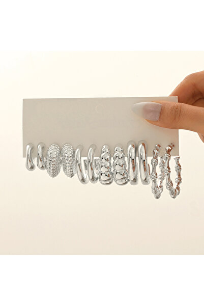 Choice أقراط حلقية غير منتظمة الشكل على شكل حرف C، خفيفة الوزن، بتصميم متدلي ...