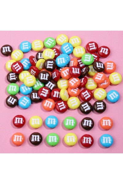 Choice1 AE-062-20 قطعة 20/50 قطعة خرز شوكولاتة حلوى راتنجية M Beans مسطحة الظ...