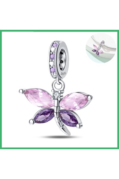 Choice pink AC957-888 925 Sterling Silver Butterflies Charms Pendant with Cub...