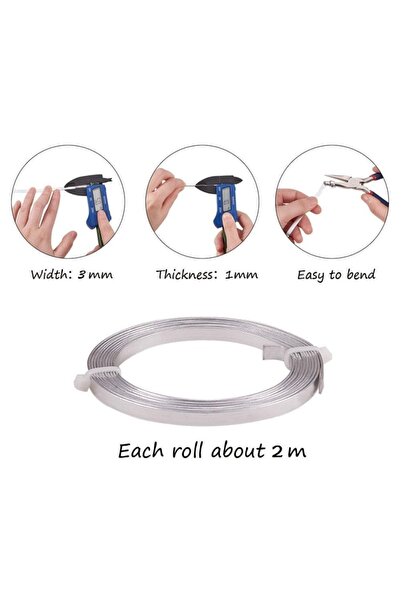 Choice AECH05-01637 5Roll Aluminum Wire Bendable Metal Craft Wire Flat Craft ...