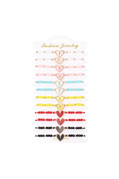 Choice B A 12-piece set of fashionable multi-color crystal beaded heart-shape...
