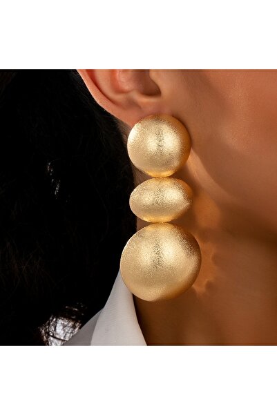 Choice Frosted A Pair of Women's Earrings, Exaggerated Glossy Geometric Round...