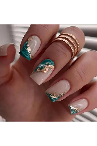 Choice QHW825 24 قطعة أظافر فرنسية قصيرة بسيطة وملطخة مع جل جيلي واحد ومبرد أ...