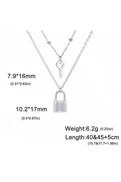 Choice 45-50cm Steel color Skyrim Key Padlock Pendant Stainless Steel Necklac...