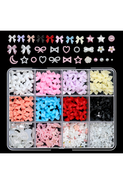 Choice ZB132-1 12 شبكة/صندوق زينة أظافر ثلاثية الأبعاد على شكل قلب لؤلؤي مزين...