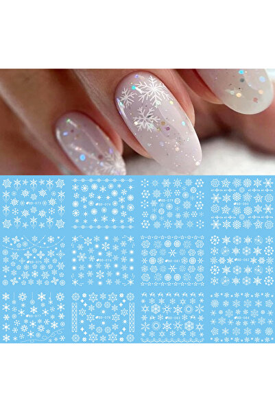 Choice BD73-85 مجموعة من 12 قطعة من ملصقات الأظافر المائية بتصميم ندفة الثلج ...