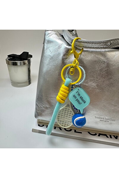 Choice سلسلة مفاتيح من الأكريليك الأزرق مطبوع ، مصنوعة من حبل شبكي، مع حامل م...