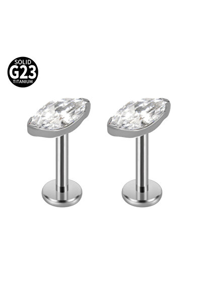 Choice لابريت هندسي للجسم 1.2 × 6 مم، مجوهرات ثقب الشفاه، قطعتان من الزركونيا...