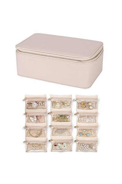 Choice علبة مجوهرات سفر محمولة بيج-إل، سعة كبيرة، مصنوعة من جلد البولي يوريثا...