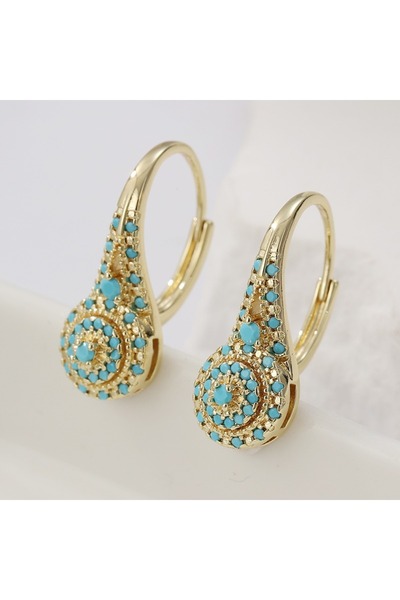 Choice Blue-green T755 Elegant Fashion Synthetic Turquoise Golden Plated Hoop...