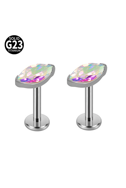 Choice لابريت هندسي للجسم 1.2 × 6 مم، مجوهرات ثقب الشفاه، قطعتان من الزركونيا...