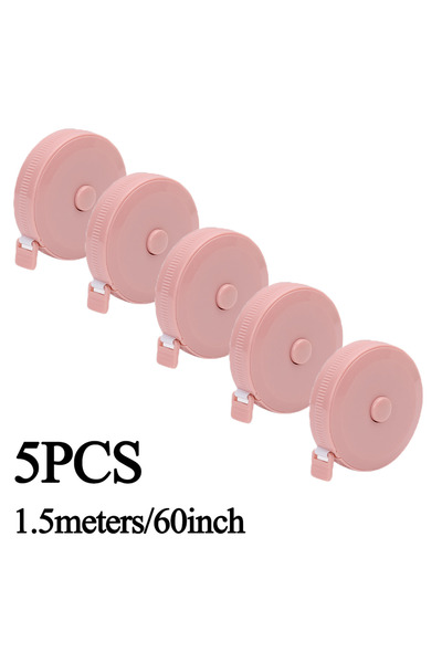 Choice 5 قطع شريط قياس خياطة دائري وردي اللون، مسطرة قابلة للسحب على الوجهين ...