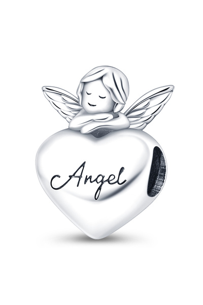 Choice PAC364 925 Sterling Silver Charms Bead Angel Heart-Shaped Dangle Fit O...