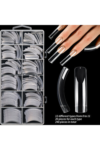 Choice TD231-1 240 قطعة من أطراف الأظافر الصناعية المنحنية الطويلة جدًا على ش...