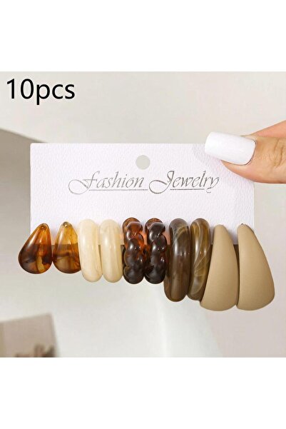 Choice ستايل بي - ١٠ قطع أقراط أنيقة على شكل قلب، بتصميم ريترو، مصنوعة من الر...