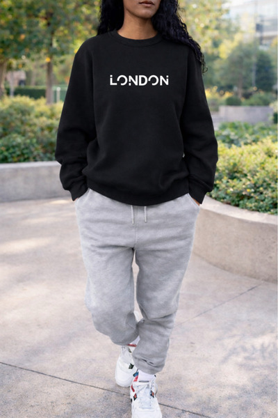 HOFFNUNG Casual Top and Sweatpants Set - Solid Color London Full Sweatshirt