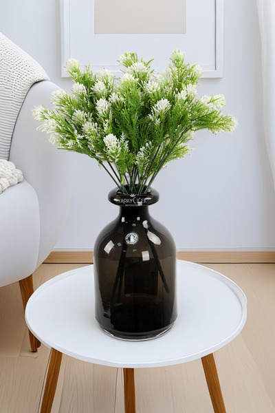 Yapay Çiçek Deposu نبات صناعي 5 فروع نبات التورمالين 30 سم أبيض