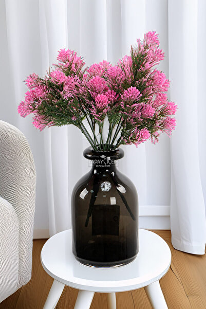 Yapay Çiçek Deposu Artificial Plant 5-Branch Tourmaline Plant Bunch 30 cm Pink