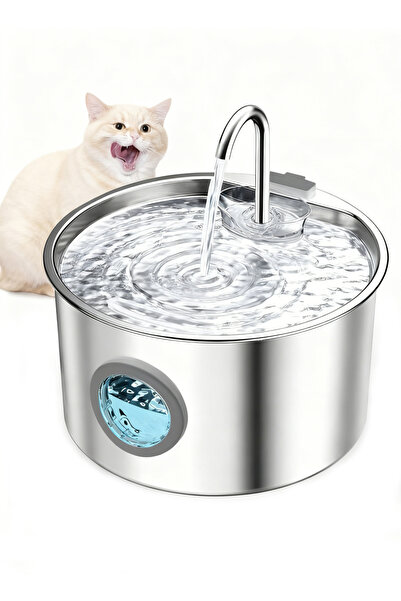 Yoawllty Cat Water Fountain, Stainless Steel Pet Fountain with Water Filter