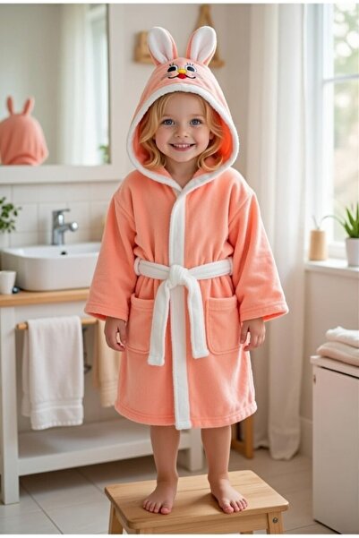 VENTİ VENTİSCA روب حمام للأطفال من القطن بنمط Happy Bunnie