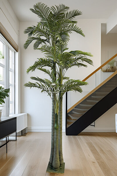 Yapay Çiçek Deposu Yapay Ağaç Büyük 3 Gövde Dev Areka Palmiyesi 350 cm