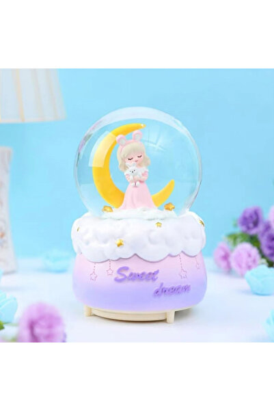 LTG Nova Pilli Işıklı Müzikli Kar Küresi–Hilal Ay Önünde Prenses Figürlü Eğle...