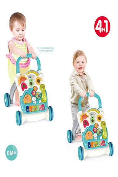Vardem Piyanolu 4in1 Bebek Yürüteci (Turkuaz Renk)