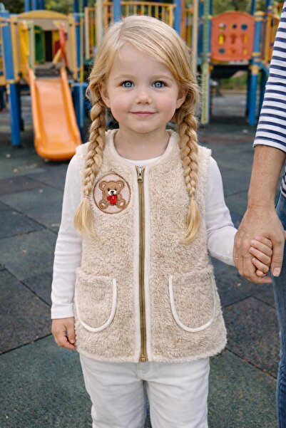 Alpar Tekstil Plush Welsoft Girl-Boy Baby and Children's Vest with Zipper, Po...