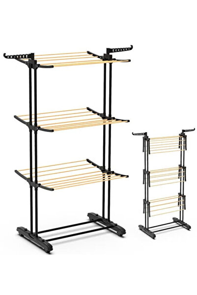 TOSCANA U Vertical, foldable, and adjustable clothes drying rack; 3-tier meta...