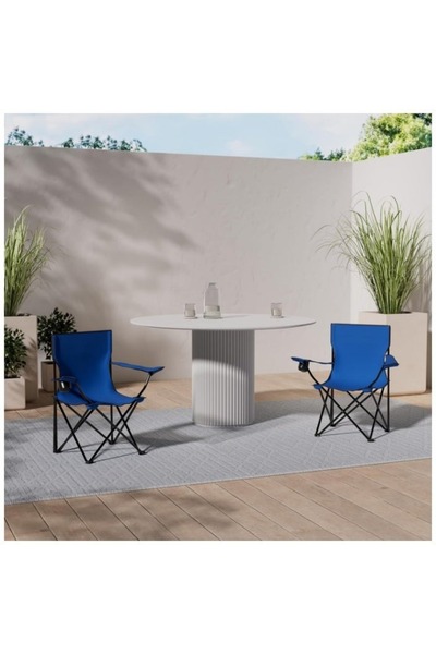 smart home Set of 4 Foldable Camping Chairs with Armrests & Cup Holders, Ligh...