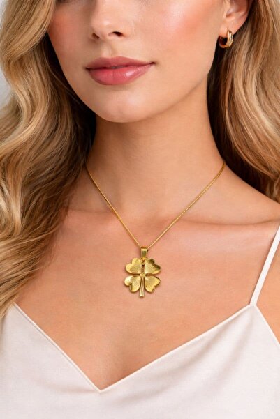 BY YASİN TOPÇU Gold Color Four Leaf Clover Figured Necklace ✨ 🍀