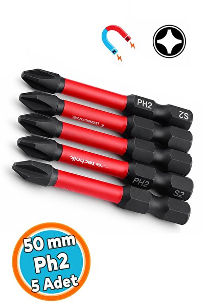 NZB 5 Adet İmpact Bits Uç 50 mm PH2 Tayvan Çeliği Mıknatıslı Yıldız Uç Manyet...