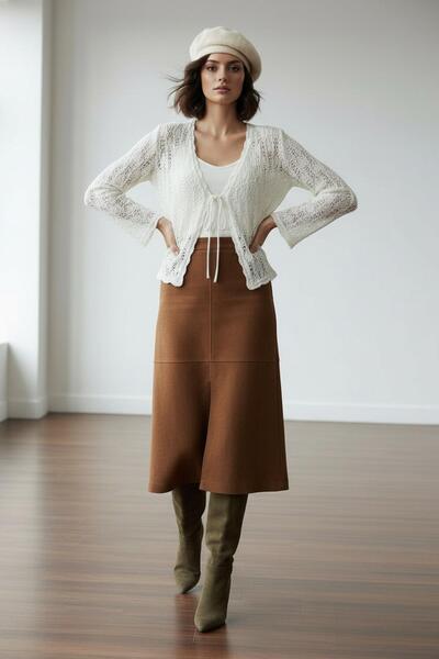 SHERIN Ecru Openwork Knitwear Cardigan