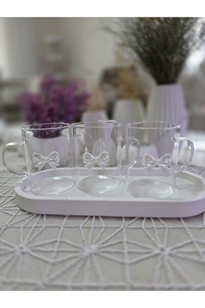 miyuki atelier 3'lü Fiyonk Borosilikat Kupa, Sevgililer Günü Hediyesi, Doğum ...