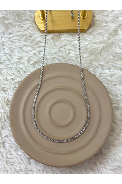 BY YASİN TOPÇU قلادة بسلسلة ملتوية رفيعة فضية اللون 60 سم ✨ 🤍