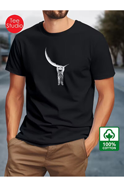 İSMTEXS Unisex Sports Style Space and Astronaut Print Detailed Short Sleeve T...