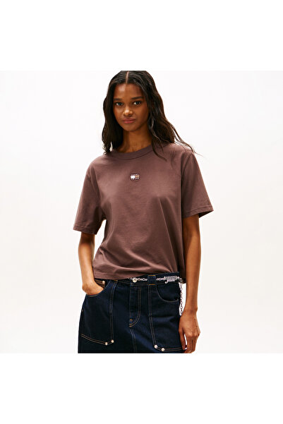Tommy Hilfiger Bxy Badge Kadın Kahverengi T-Shirt