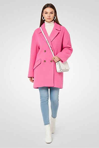 PİNKO Women Plain Trench Coat, Pink