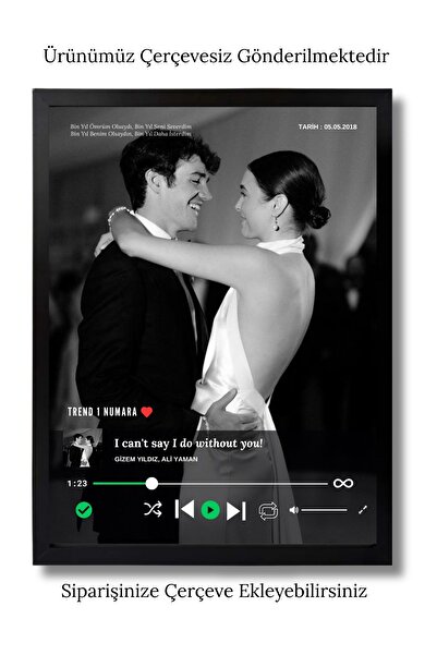 POSTER Kişiye Özel Şarkı Tablosu – Spotify Konseptli Fotoğraflı Aşk Tablosu |...