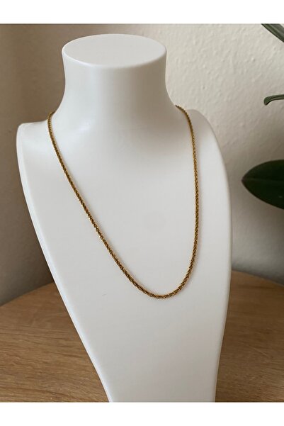 Petek Collection قلادة سلسلة نسائية من الفولاذ الذهبي