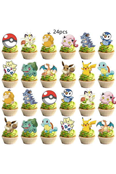 choice2 24pcs 25pcs Pokemon Cake Topper、Cupcake Toppers,Pikachu Birthday Deco...