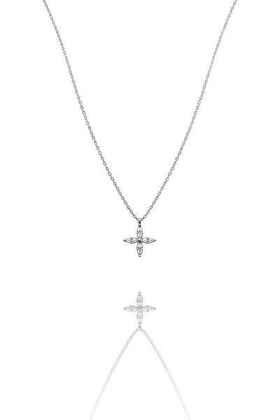 Siminkari 925 Ayar Markiz Kesim Çiçek Kolye Mini