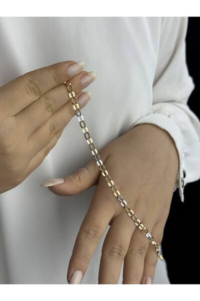 Arpaş 14 Ayar Altın Gurmet Bileklik Yeşil&Beyaz Altın İki Renkli