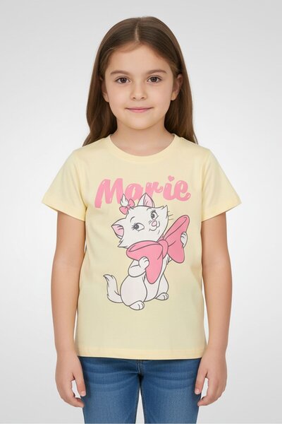 Disney تيشيرت قصير الأكمام للبنات الصغيرات من فيلم "الأرستقراطيات" ماري، أصفر