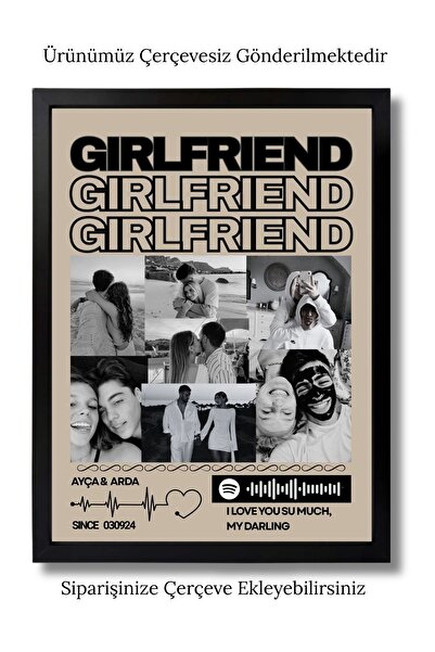 POSTER Sevgiliye Özel Fotoğraf Kolaj – Spotify Şarkı Kodlu, İsimli, Tarihli, ...