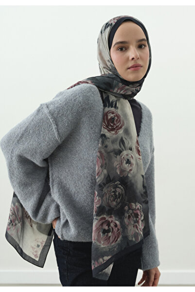 Fresh Marielle Patterned Cotton Viscose Shawl Night Blue