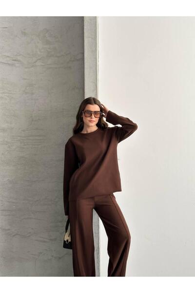 WYNA BOUTİQUE Women's Ribbed Tracksuit Set - Comfortable Fit, Long Sleeves